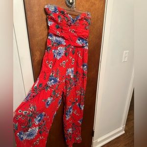 Size L Strapless Floral Romper Jumpsuit